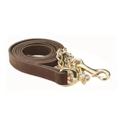 Perri's 1" Leather Lead With Chain -Cavallo Equestrian Shop 420 Perris 1.inch .Leather.Lead .w.Chain Havana.w.Brass Front