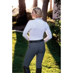 Romfh Ladies Sarafina Euro Seat Knee Patch Breeches -Cavallo Equestrian Shop 468455 ERS Romfh.Ladies.Sarafina.Euro .Seat .KneePatch.Breech Pewter Lifestyle