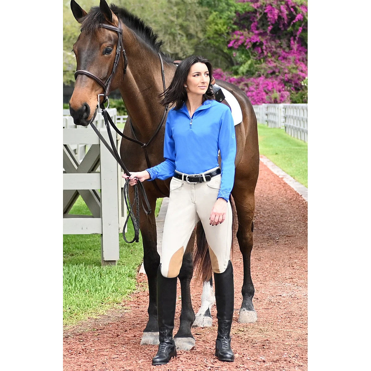 Ovation EuroWeave DX Taylored Ladies Front Zip Knee Patch Euro Seat Breeches 3 Ovation EuroWeave DX Taylored Ladies Front Zip Knee Patch Euro Seat Breeches - Image 3
