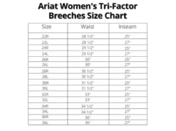 Ariat Women's Tri Factor Grip Full Seat Breeches - Seasonal Colors -Cavallo Equestrian Shop Ariat Trifactor Sizechart 5b8876fd db0f 464a 87f0 4348a8f49bff