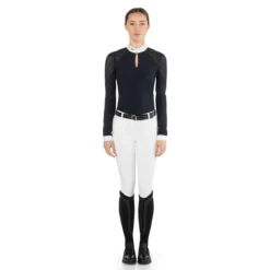 EGO 7 Women's Teresa Long Sleeve Show Shirt -Cavallo Equestrian Shop EGO7 Teresa.LS Navy Front.2