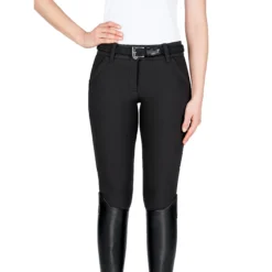Equiline Women's X Shape Knee Grip Breech -Cavallo Equestrian Shop EQline 181 N08674 XShapeKG Black Front