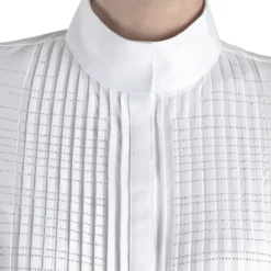 Equiline Women's GollyG Long Sleeve Show Shirt 6 Equiline Women's GollyG Long Sleeve Show Shirt -Cavallo Equestrian Shop EQline GollyG.LS .Show .Shirt White Close.Up