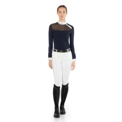 EGO 7 Women's Nina Long Sleeve Show Shirt -Cavallo Equestrian Shop Ego7 Womens.Nina .LS .Show .Shirt Navy Front2