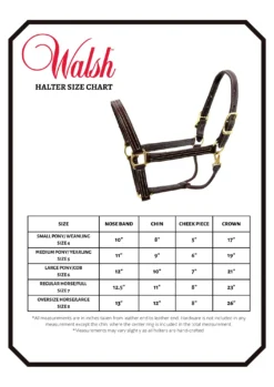 Walsh Genuine Sheepskin Halter Covers -Cavallo Equestrian Shop HALTER SIZE CHART 3
