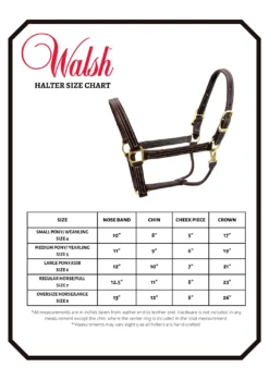 Walsh Showman Halter -Cavallo Equestrian Shop HALTER SIZE CHART Walsh
