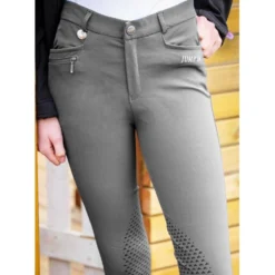 Jump'in Unisex Junior Sacha Breeches -Cavallo Equestrian Shop Jump.In Unisex.Junior.Sacha .Breeches Grey Front.3