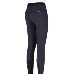 Equiline Girl's JinaK Knee Patch Breeches -Cavallo Equestrian Shop N05021 EQline JinaK Blue Back