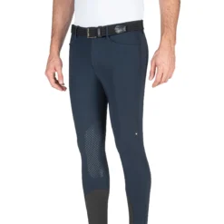 Equiline GrantK Men's B-Move Knee Grip Breeches -Cavallo Equestrian Shop N08479 EQline GrentK Blue