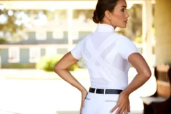 Ariat Womens Ascent 1/4 Zip Short Sleeve Show Shirt 33 Ariat Womens Ascent 1/4 Zip Short Sleeve Show Shirt -Cavallo Equestrian Shop S23 WMS ENGL Carmel LaCunha Shot 02 7942 RTL