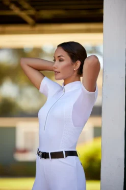 Ariat Womens Ascent 1/4 Zip Short Sleeve Show Shirt 39 Ariat Womens Ascent 1/4 Zip Short Sleeve Show Shirt -Cavallo Equestrian Shop S23 WMS ENGL Carmel LaCunha Shot 02 8136 RTL