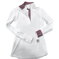Essex Classics Ladies "Owls" Talent Yarn Wrap Collar Long Sleeve Show Shirt -Cavallo Equestrian Shop SRL44 W2 02