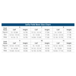 Ovation Ladies Sofia Black Field Boot -Cavallo Equestrian Shop SofiaFieldBoots SizeChart