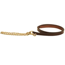 Tory Leather Lead With 24" Brass Plated Chain