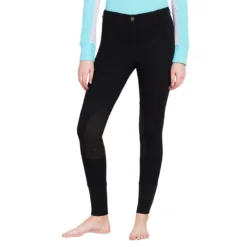 TuffRider Ladies Starter Lowrise Pull On Knee Patch Breeches 24 TuffRider Ladies Starter Lowrise Pull On Knee Patch Breeches -Cavallo Equestrian Shop blackFRONT 22175.1583511667.1280.1280