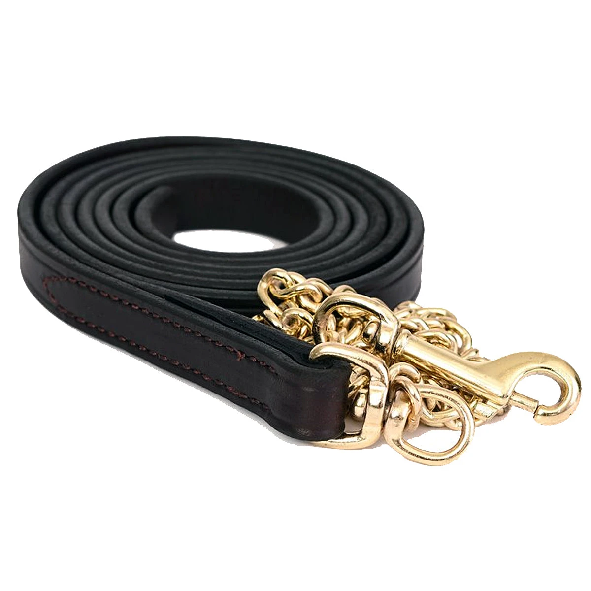 Perri's Leather Lead With Brass Plated Chain 2 Perri's Leather Lead With Brass Plated Chain - Image 2