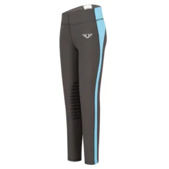TuffRider Children's Ventilated Schooling Tights -Cavallo Equestrian Shop charcoal neonblue 95595.1583525668.1280.1280