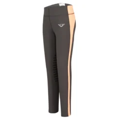 TuffRider Children's Ventilated Schooling Tights -Cavallo Equestrian Shop charcoal neonpeach 04407.1583525669.1280.1280