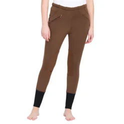 TuffRider Ladies Unifleece Pull-On Winter Breeches -Cavallo Equestrian Shop chocolate front 63315.1588623837.1280.1280