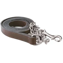 Perri's 1" Leather Lead With Chain -Cavallo Equestrian Shop havana with chrome 86170.1588008666.1280.1280