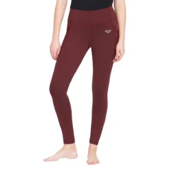 TuffRider Ladies Minerva EquiCool Tights -Cavallo Equestrian Shop wine front 28048.1587158188.1280.1280